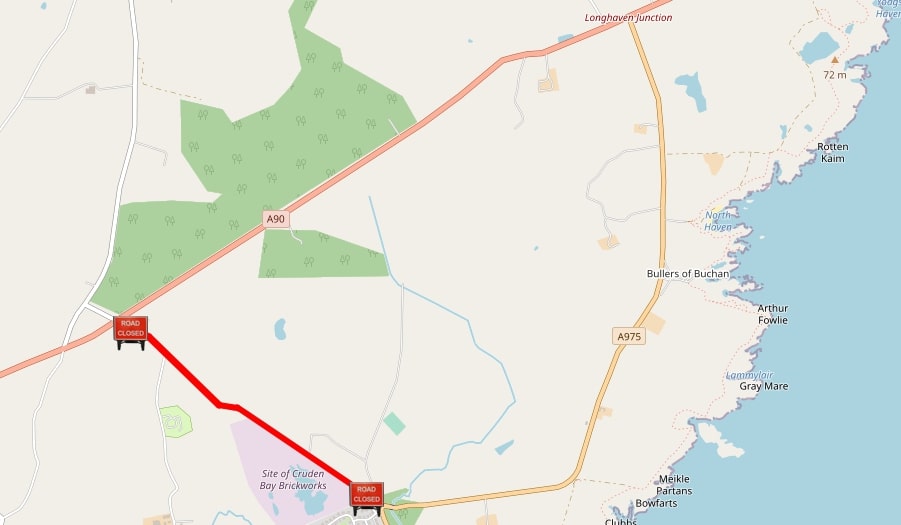 Emergency Road Closure in Cruden Bay 29.11