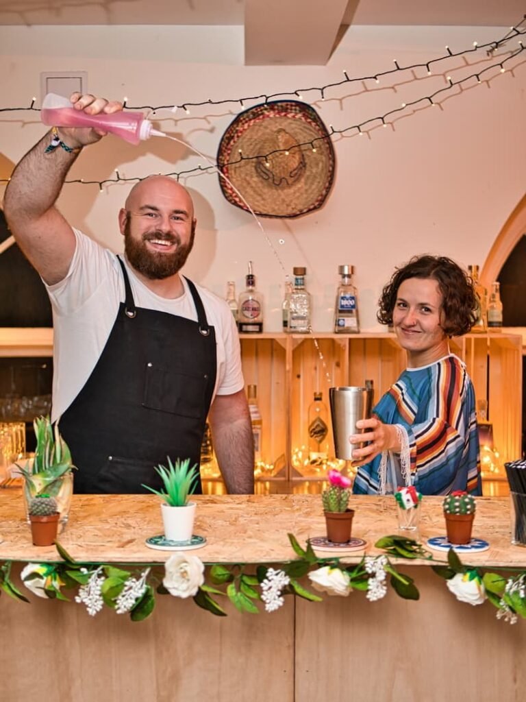 Festival director, Gregor and mixologist Misha. At the cocktail week exclusive pop-up, Tequila Casa, last year (2022)