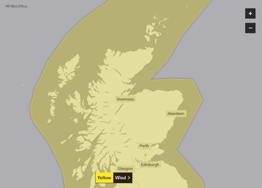 Yellow warning for strong wind across Northern and Central Scotland