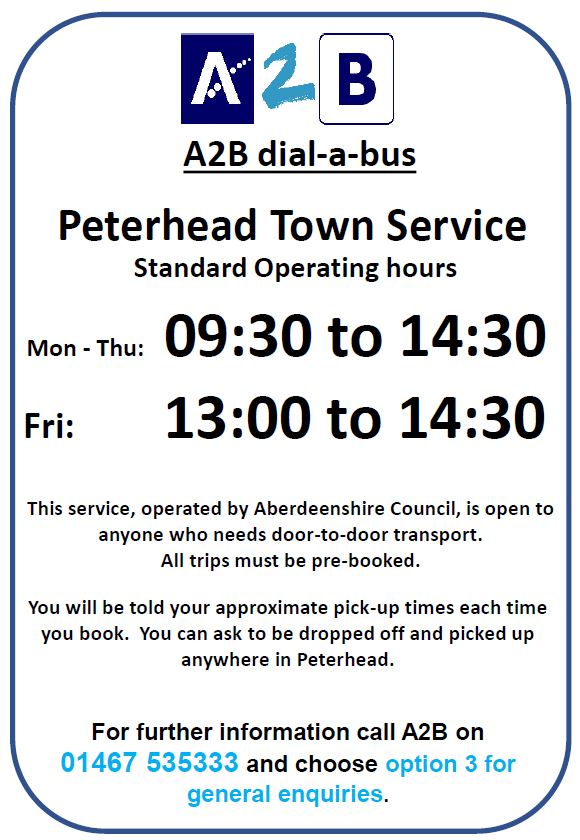 A2B Peterhead operating times