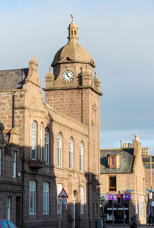The iconic Carnegie Building in the heart of Peterhead