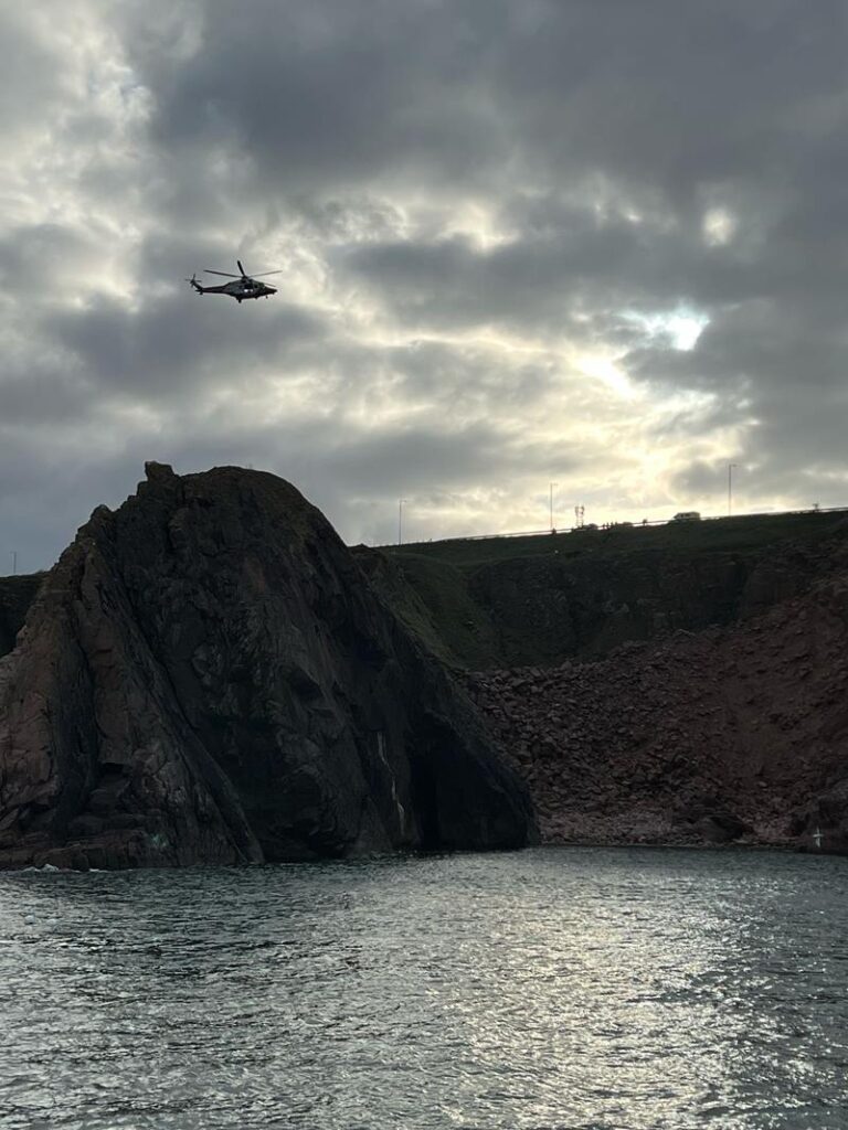 Peterhead RNLI launched to provide safety cover for cliffside casualty 2 Peterhead RNLI launched to provide safety cover for cliffside casualty
