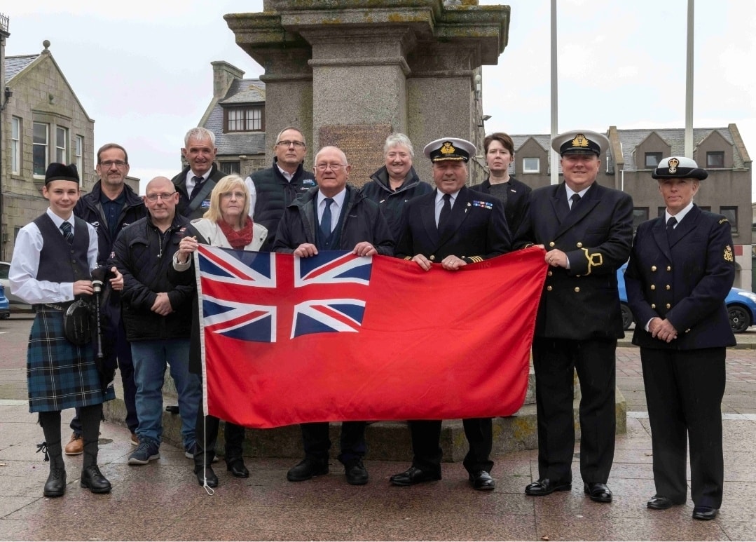 Aberdeenshire Council raises the Red Ensign at Saltoun Square in Fraserburgh