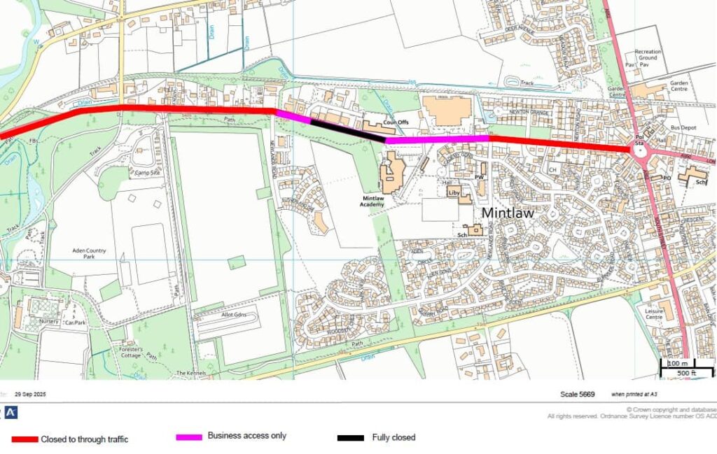 New A950 Station Road Closure Mintlaw 2 Mintlaw road closure A950 min