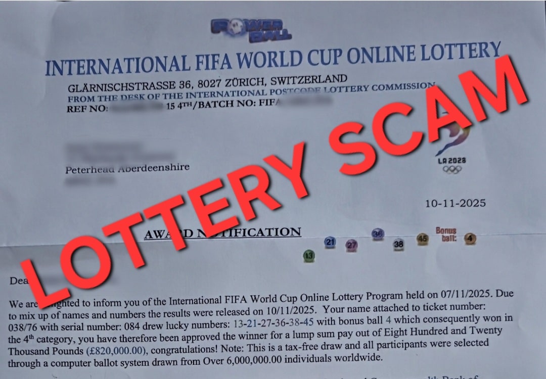 Fake Lottery Letters Scam
