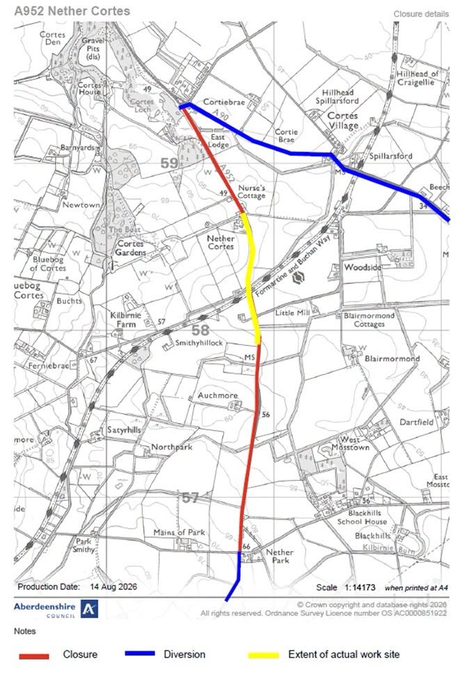 New A952 road Cortes Junction Closure 3 Cortes Junction Closure 1