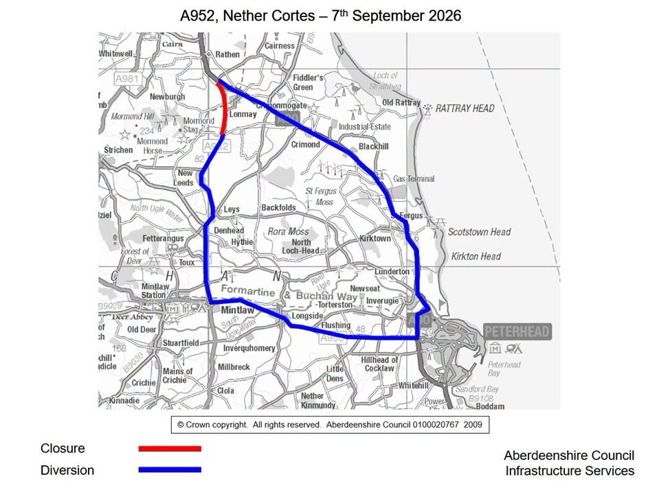 New A952 road Cortes Junction Closure 2 Cortes Junction Closure
