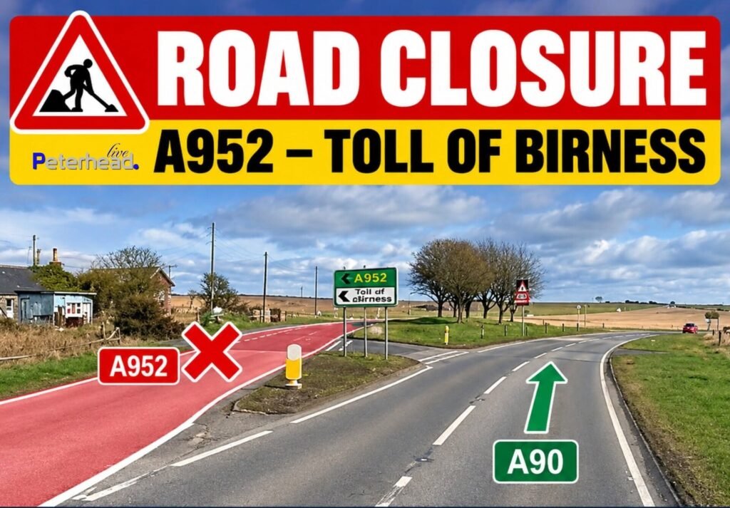 Road Closure A952 Toll Of Birness