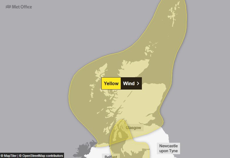 Yellow Warning Of Wind and A Flood Alert has been issued for Aberdeenshire